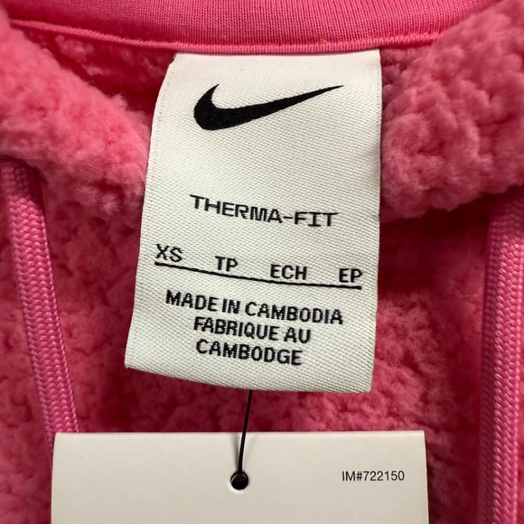 NWT Nike Thermafit fleece hoodie, Hot pink/orange trim, XS - Picture 5 of 8